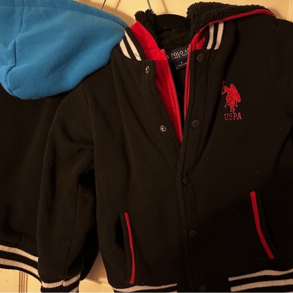 2 size 7 boys red and black USPA layered winter sweatshirts used in good cond. - Picture 2 of 8